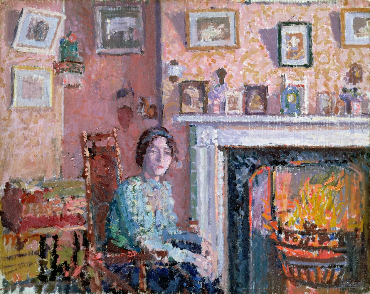 Interieur, Mornington Crescent, 1910 door Spencer Frederick Gore