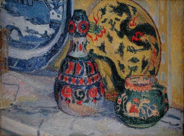Stilleven met Oosterse Figuren door Spencer Frederick Gore