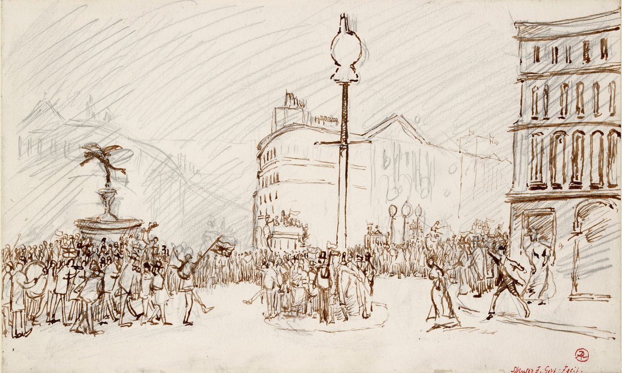 Straatscène-Piccadilly Circus, ca. 1900s door Spencer Gore