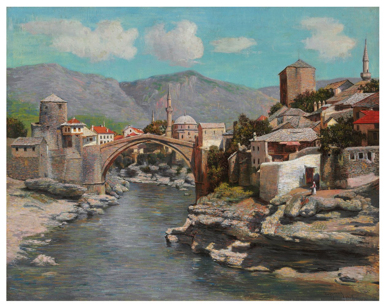 De oude brug in Mostar, Bosnië door Spiro Bocaric