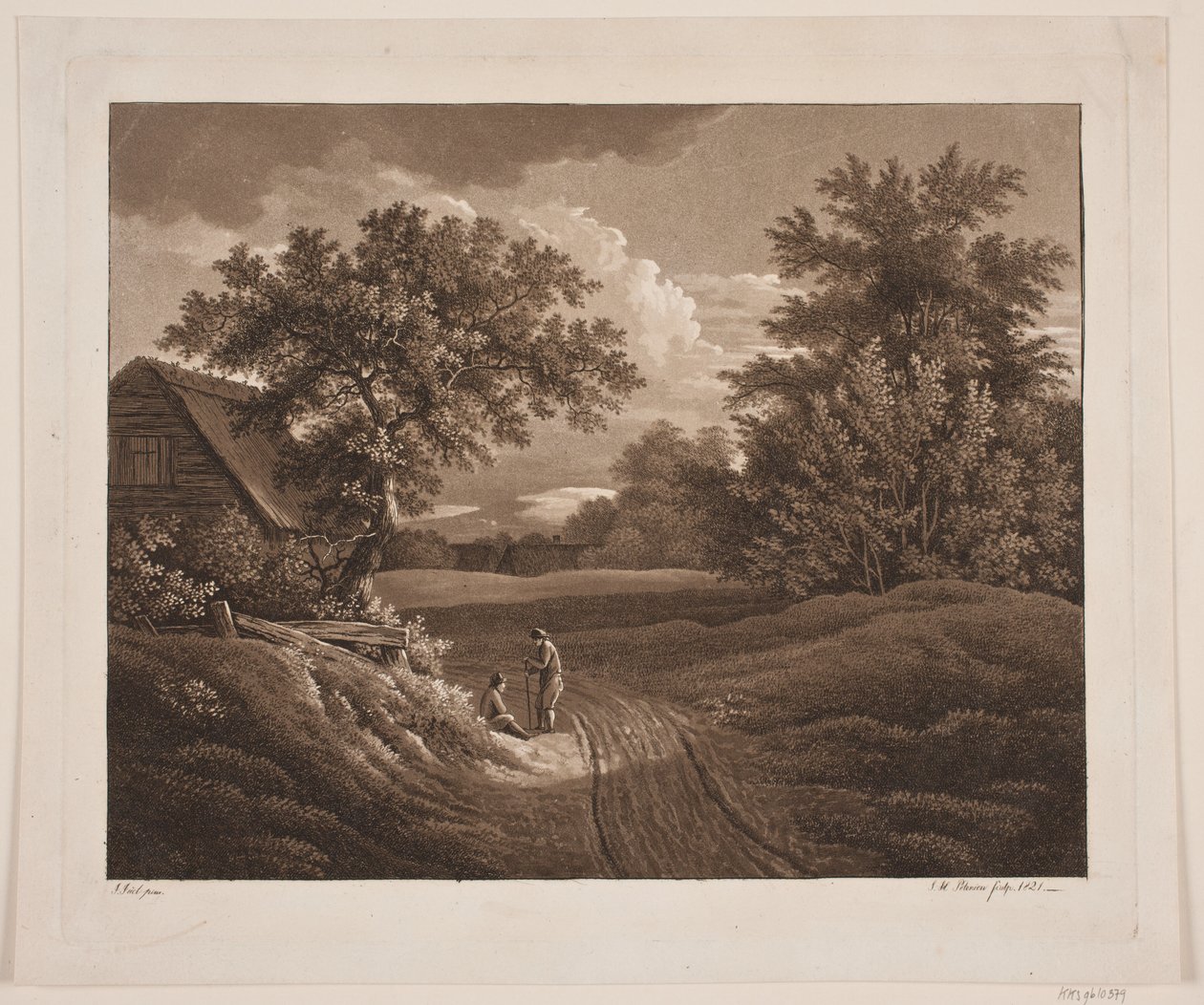 Landschap met twee pratende boeren door Søren Henrik Petersen