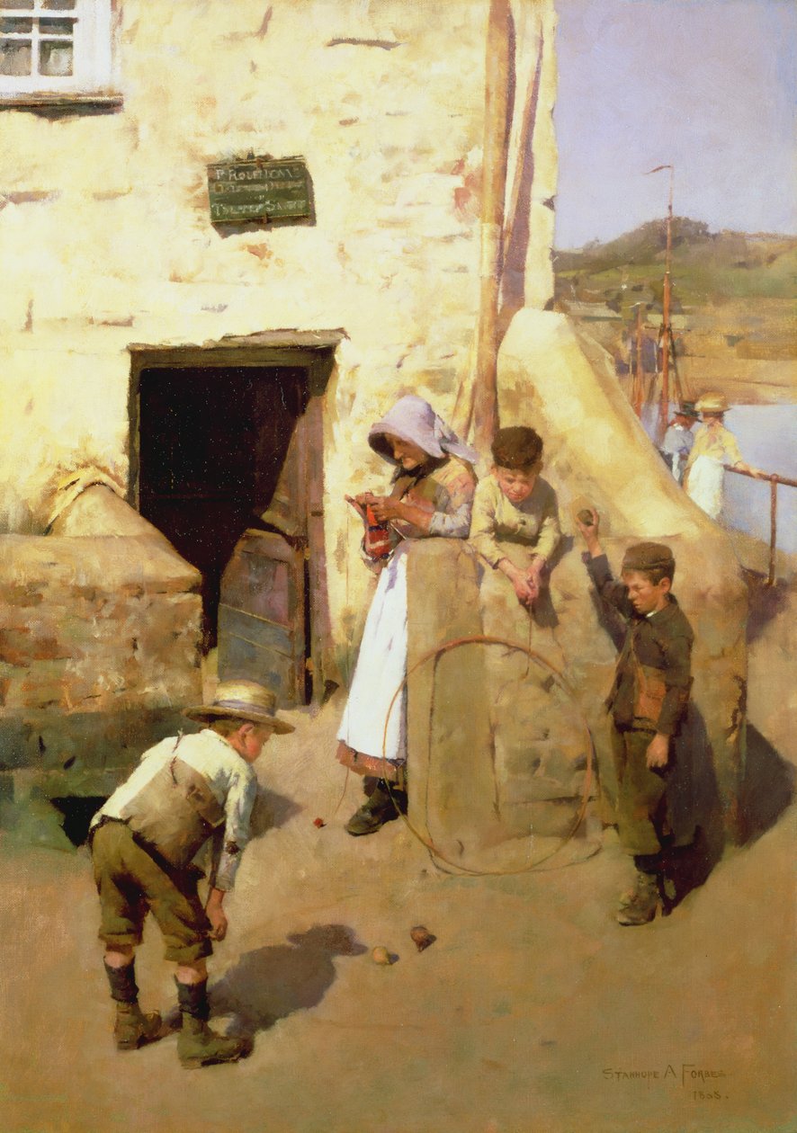 Zakelijke rust in het dorp door Stanhope Alexander Forbes