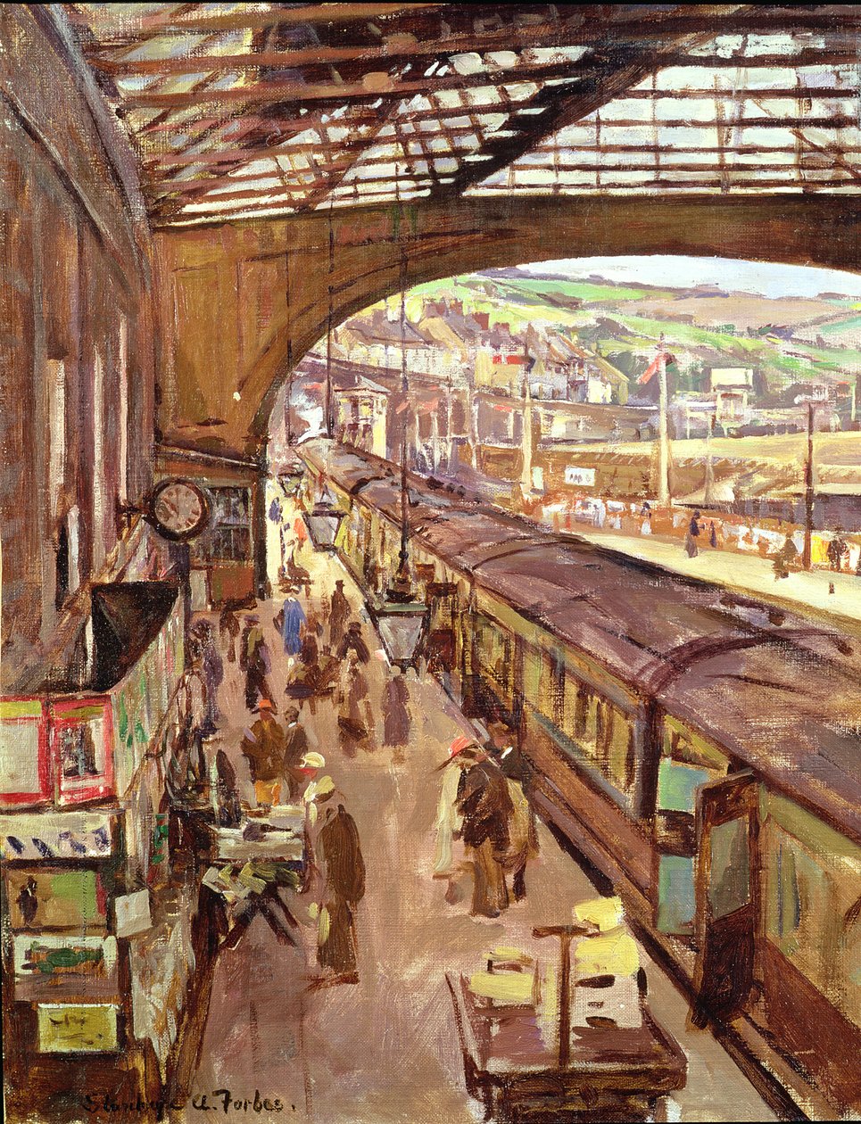 Penzance: Treinstation door Stanhope Alexander Forbes