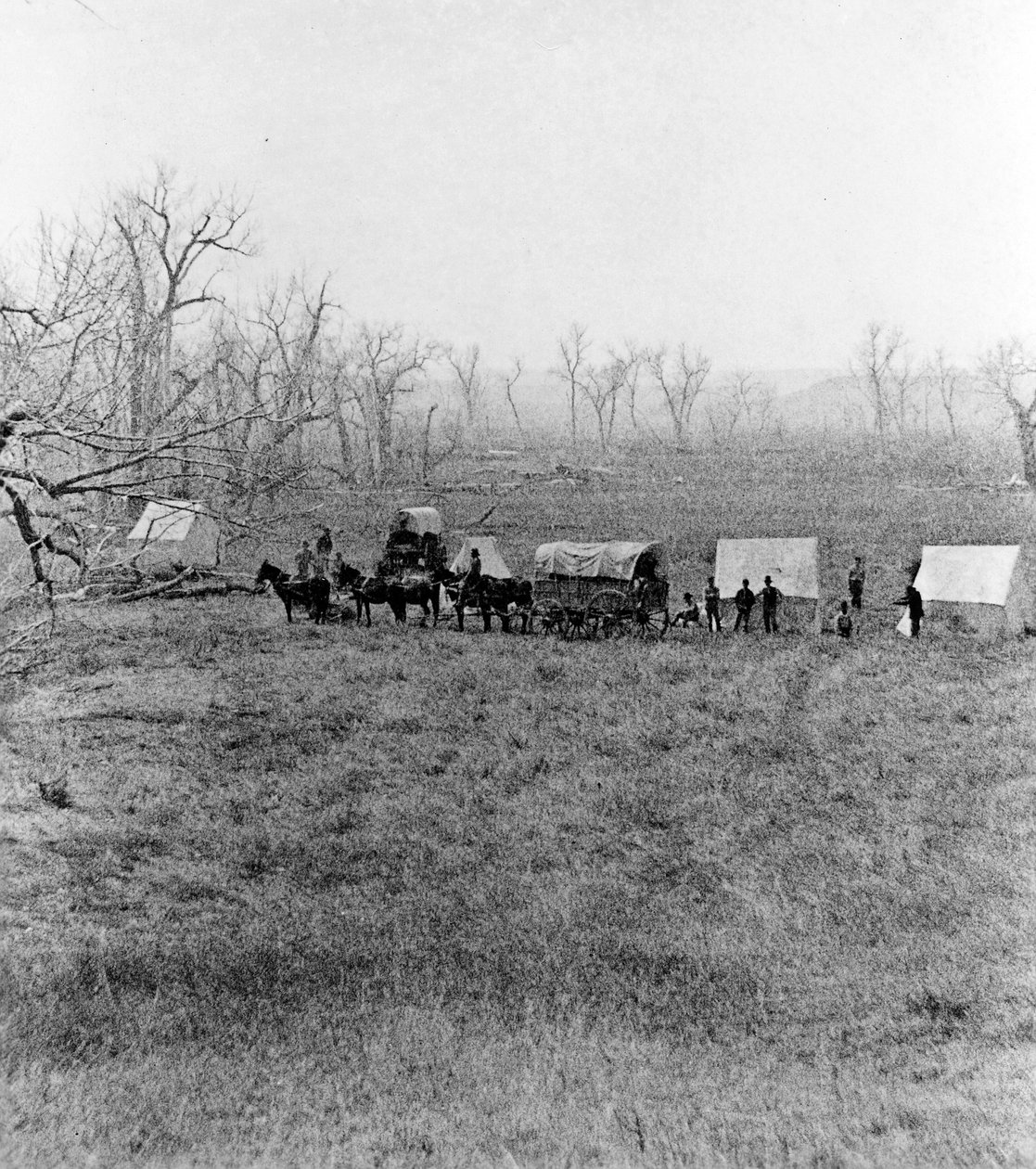 Kamp van Kapitein Sanderson bij de Voorde, Slagveld van Custer, 1879 door Stanley J. Morrow
