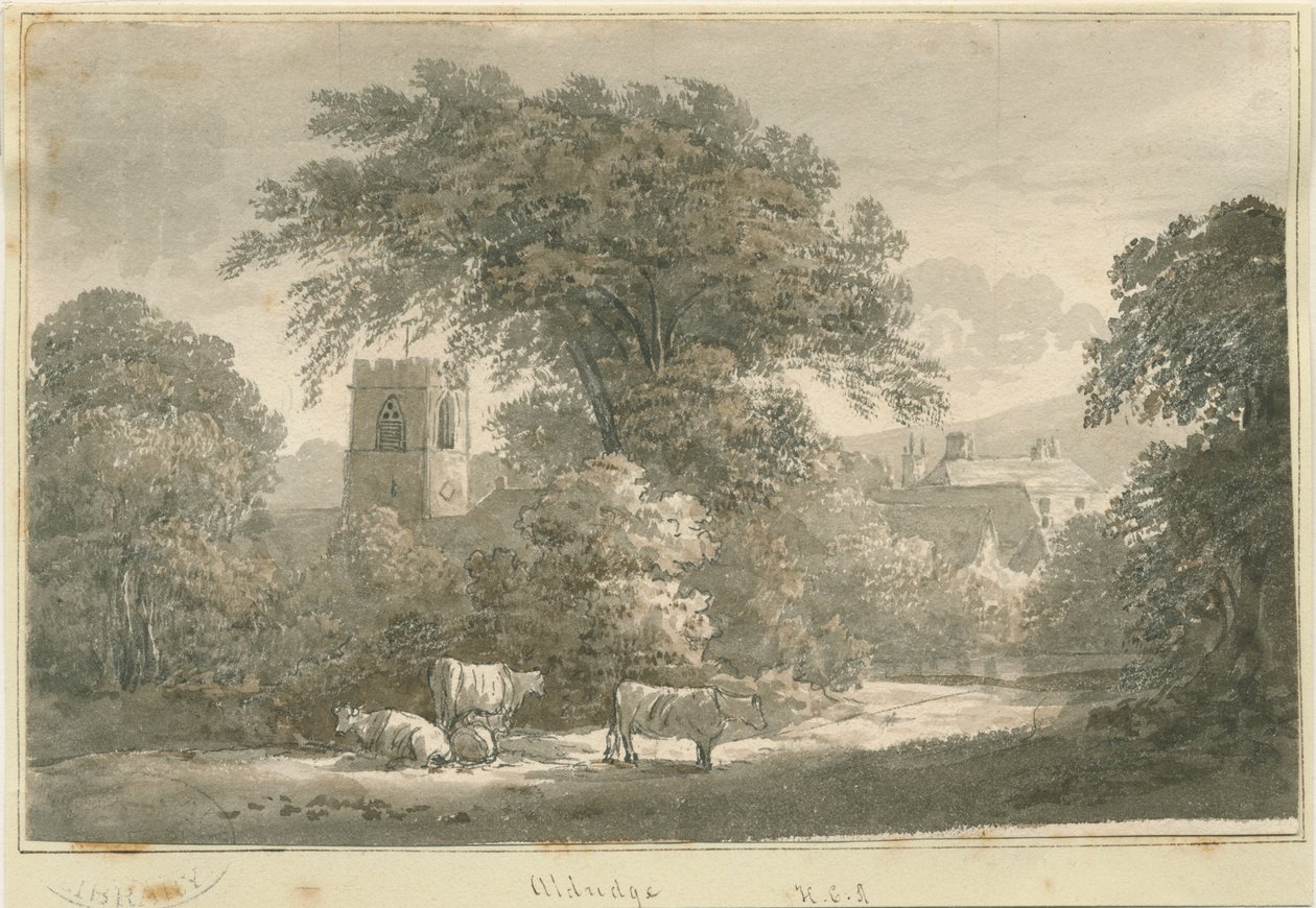 Aldridge Kerk: gravure, 1762-1802 door Stebbing Shaw