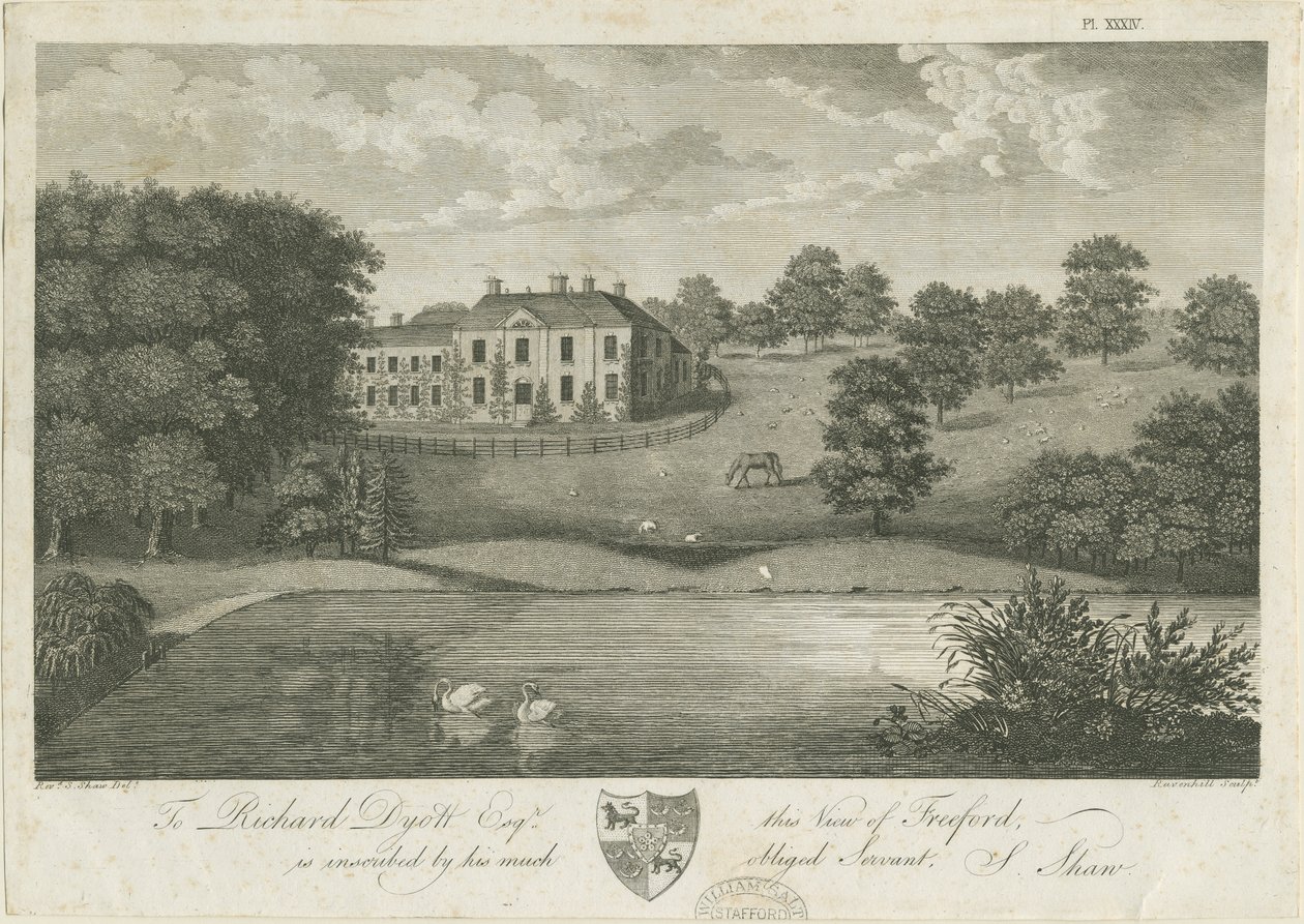 Freeford Hall: gravure, nd [1797] door Stebbing Shaw