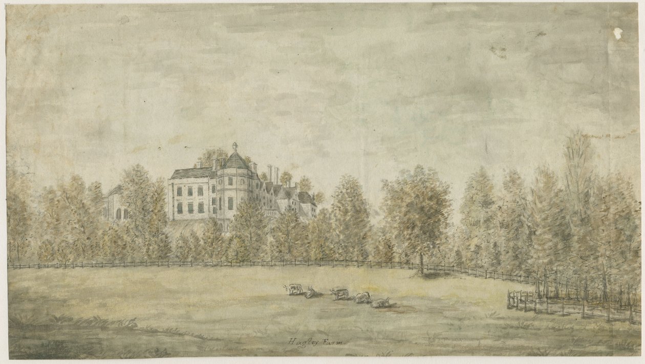 Hagley Hall: aquarel schilderij, nd [1795] door Stebbing Shaw