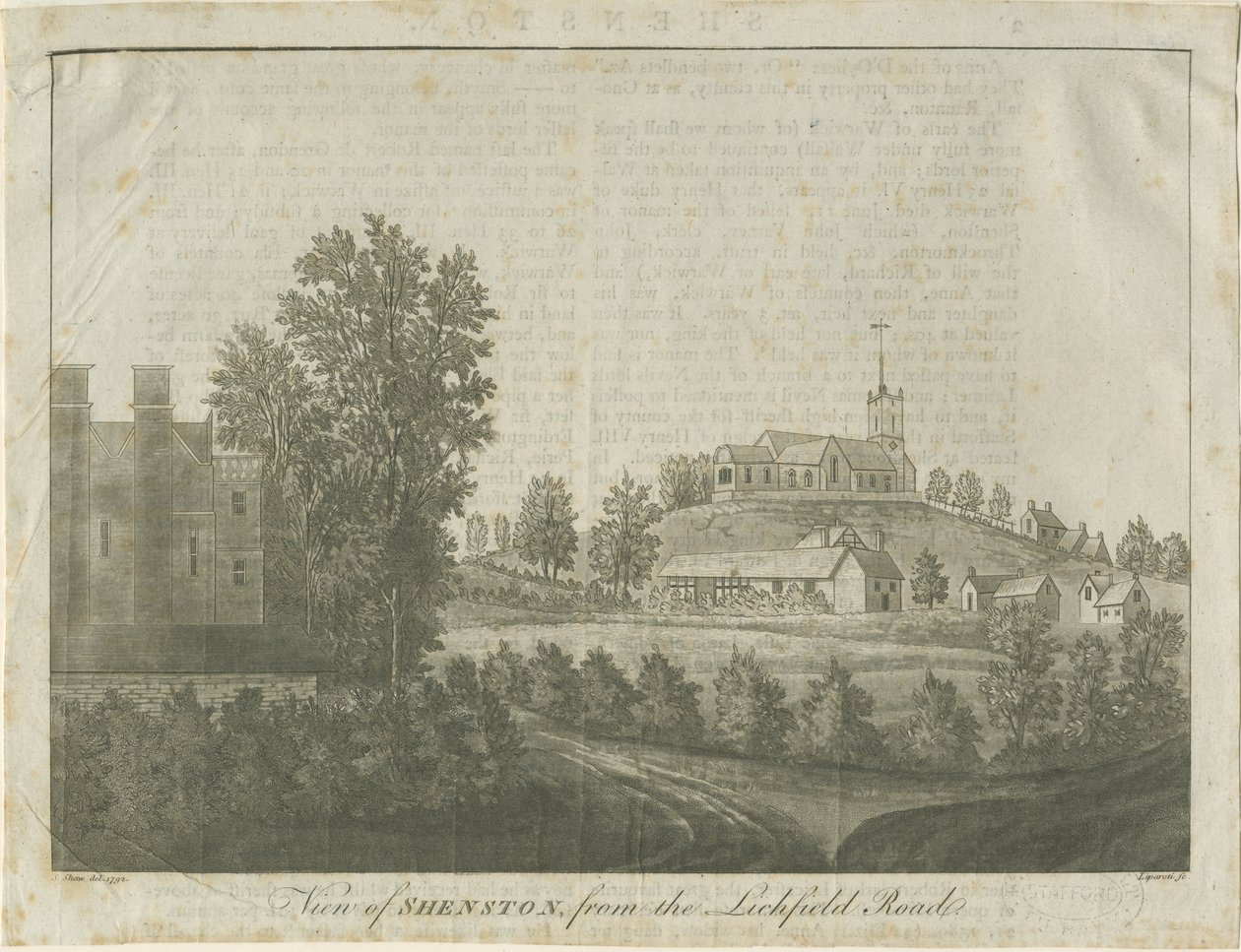 Shenstone Kerk en Dorp door Stebbing Shaw