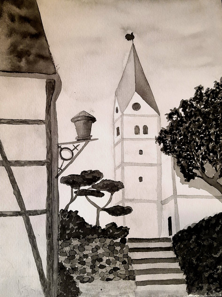 Kerk St. Aegidius in zwart-wit door Steegs Art Karin