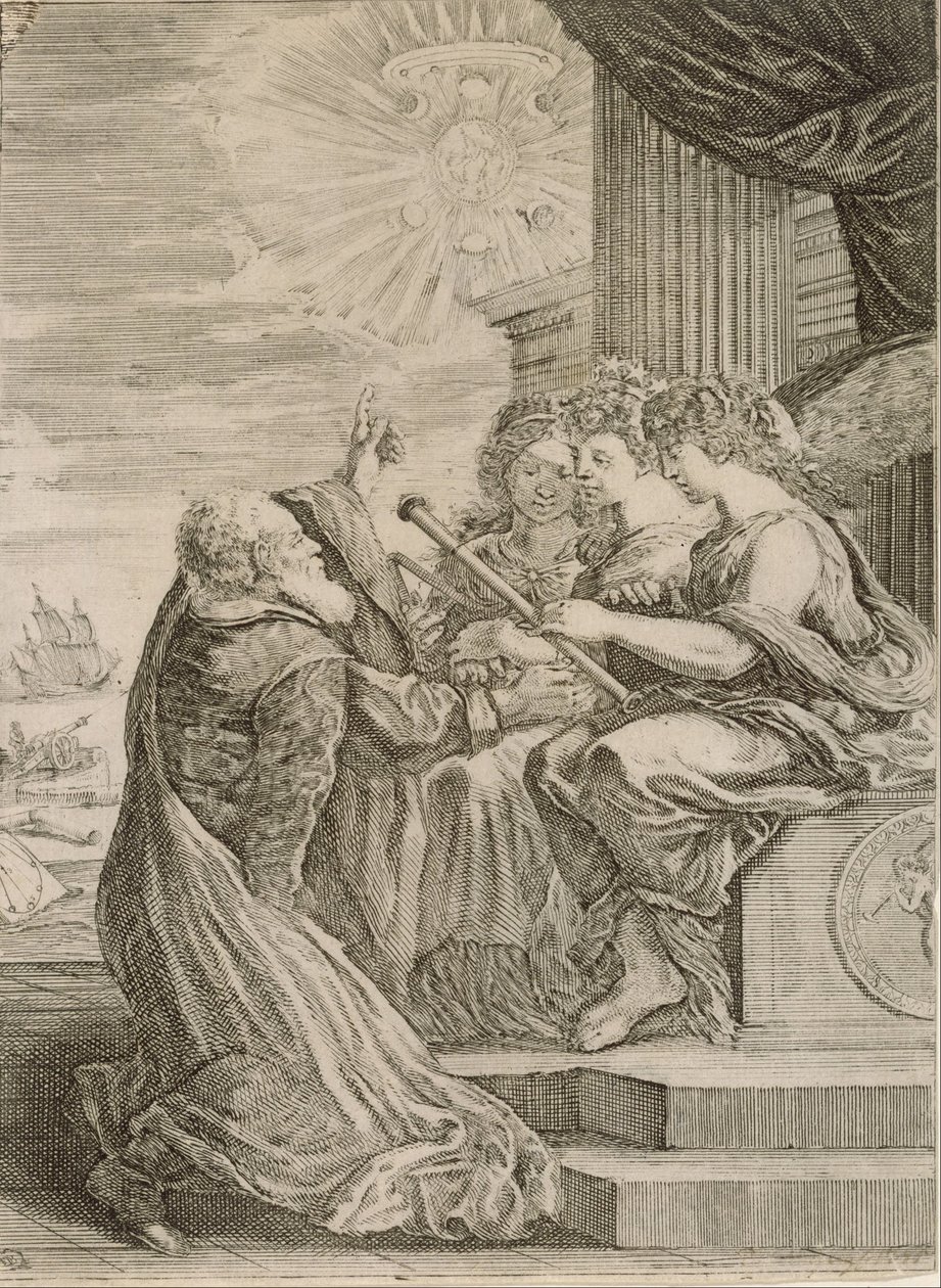 Frontispice voor de Opere di Galileo Galilei door Stefano della Bella