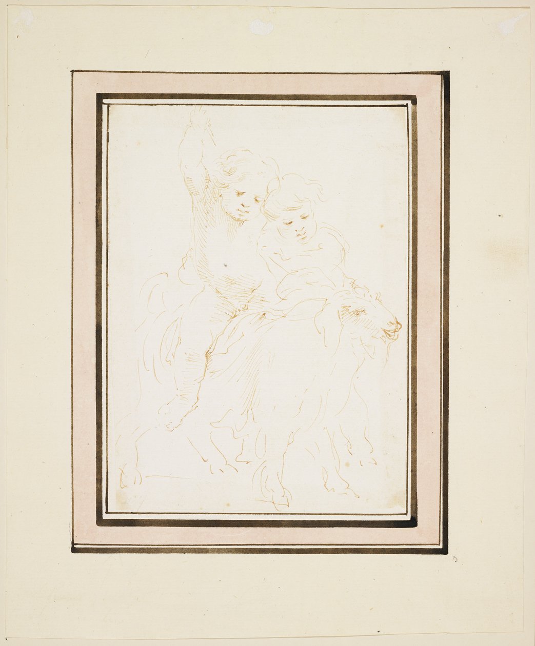 Twee putti op een geit, c.1640 door Stefano della Bella