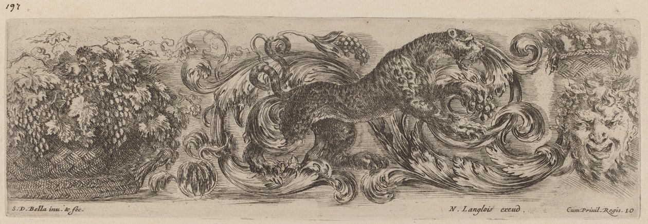 Ornamentale Fries met Luipaard, waarschijnlijk 1648 door Stefano della Bella