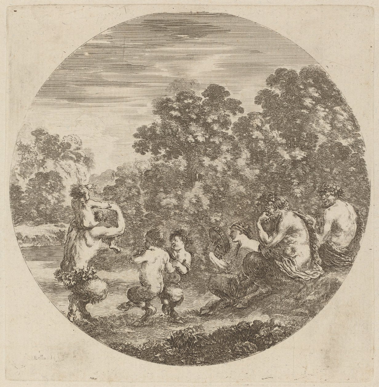 Satyrs en Faun door Stefano della Bella