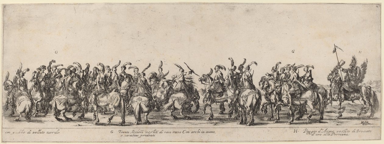 Dertig Boogschutters en Pages door Stefano della Bella