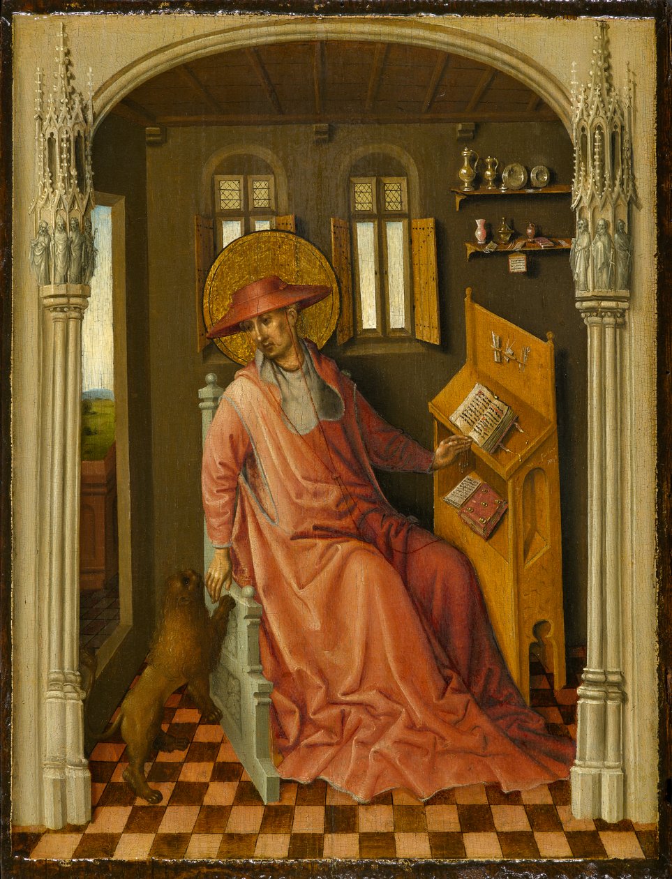 St. Hiëronymus in zijn studeerkamer, ca. 1440 door Stephan Lochner