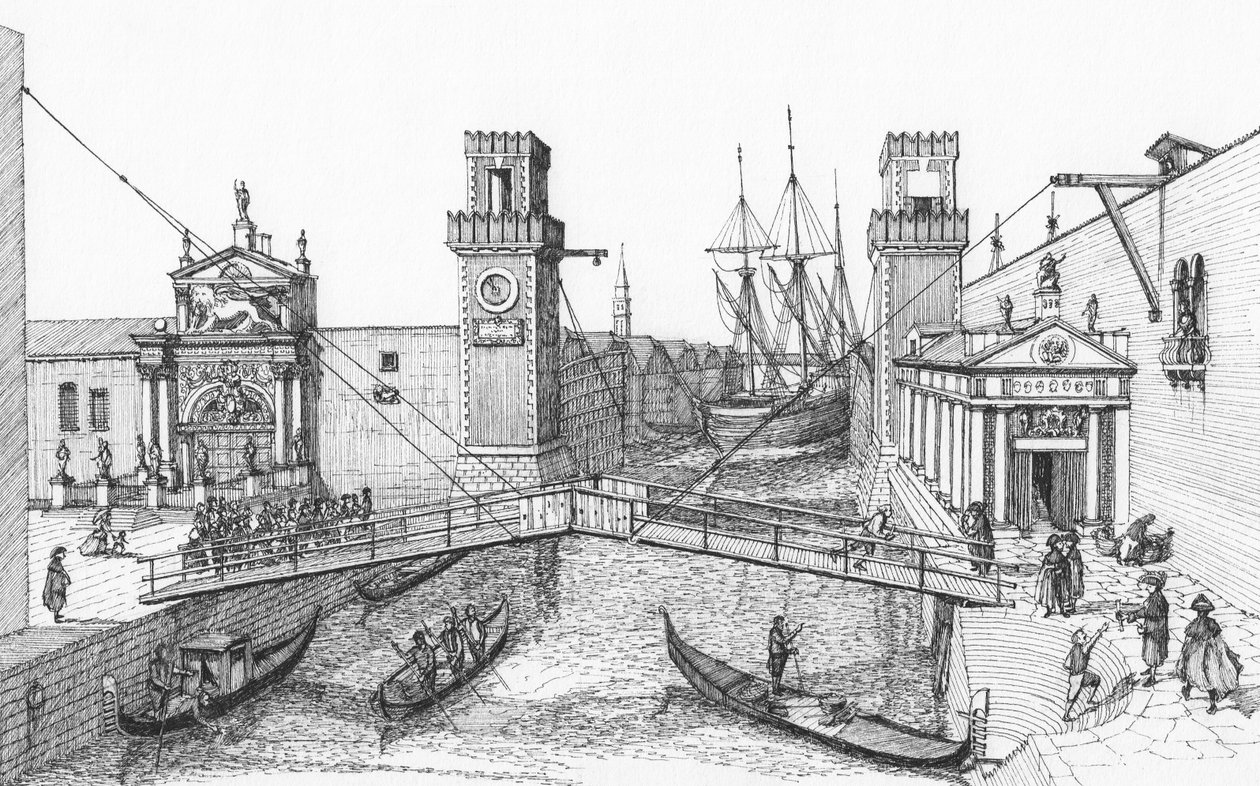 De ingang van de Arsenale, Venetië door Stephen Conlin