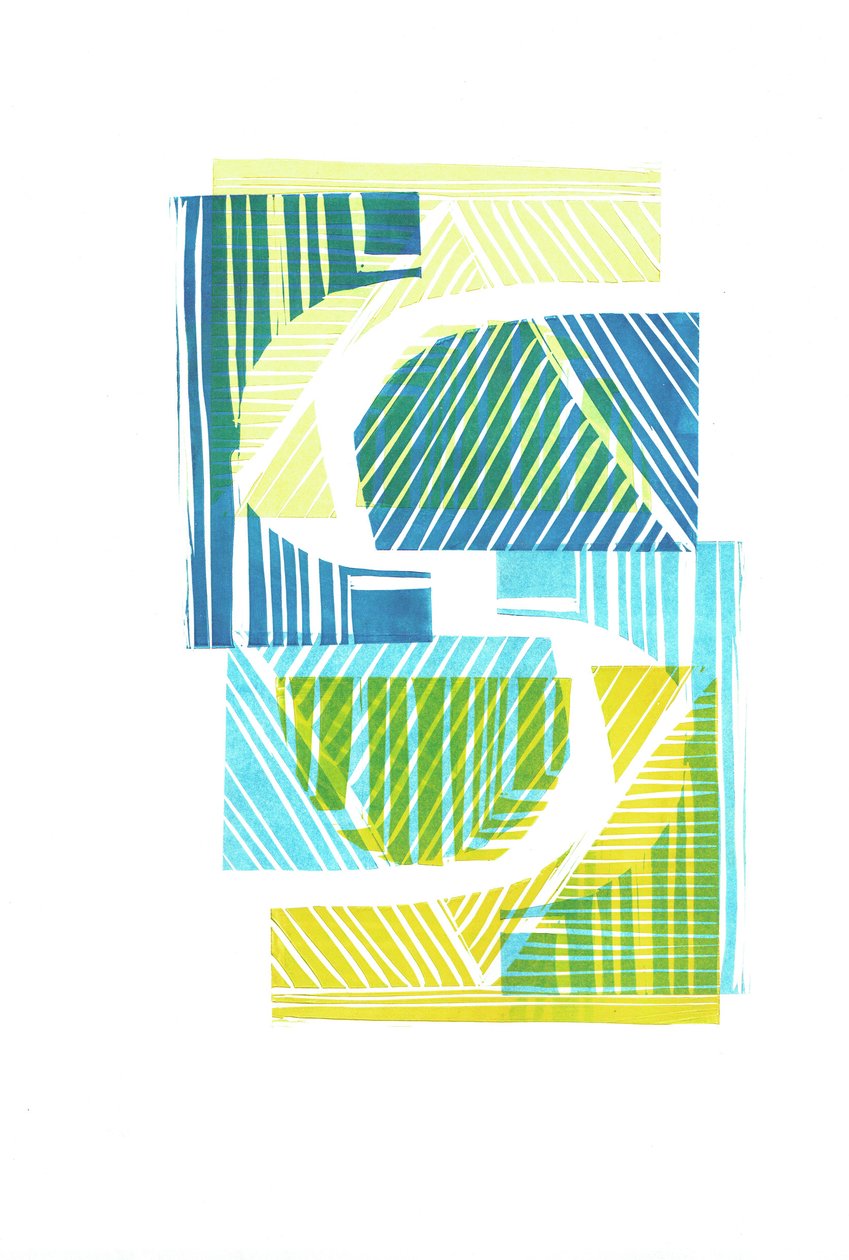 1973 I, 2016 (linoleumsnede op papier) door Stephen Dow