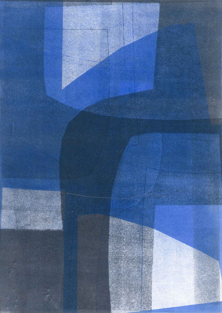 Blauwe Bogen VI, 2015 (monoprint op papier) door Stephen Dow