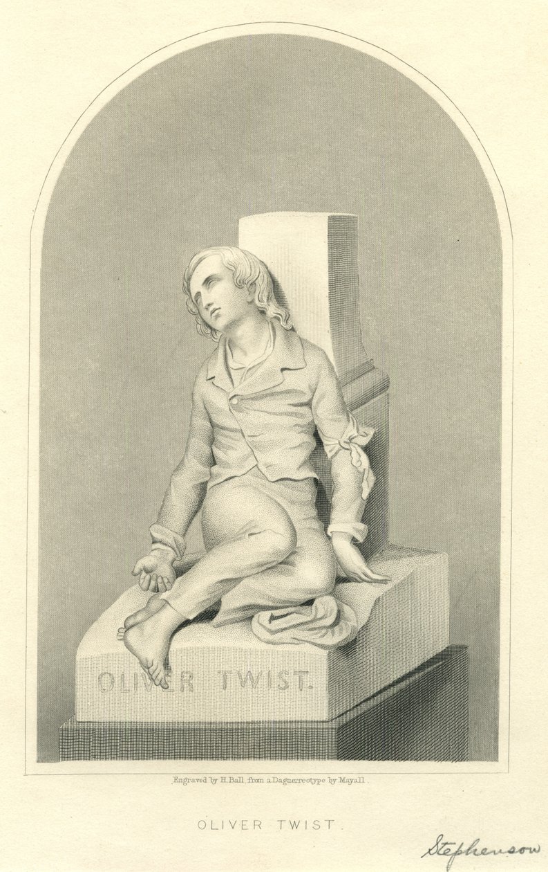 Oliver Twist Beeldhouwwerk (gravure) door Stephenson (after)