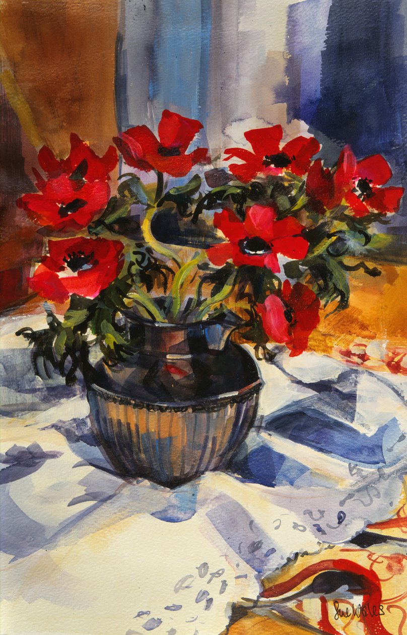 Rode anemonen door Sue Wales