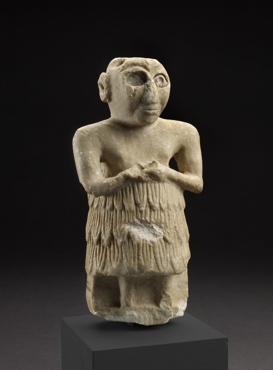 Beeldje van een Sumerische man in een houding van aanbidding, Istabalat, Irak door Sumerian