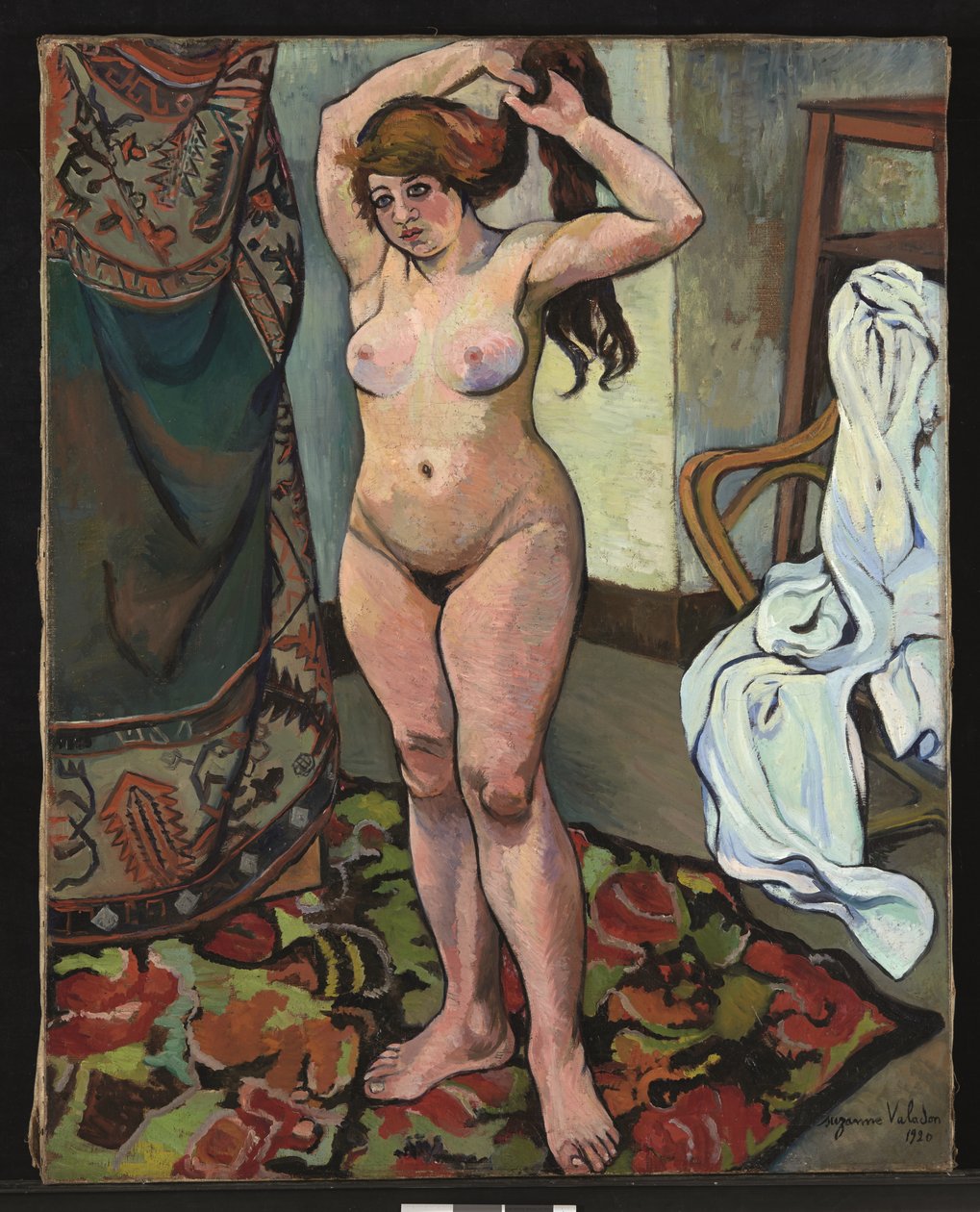Gilberte naakt haar haar kammen door Suzanne Valadon