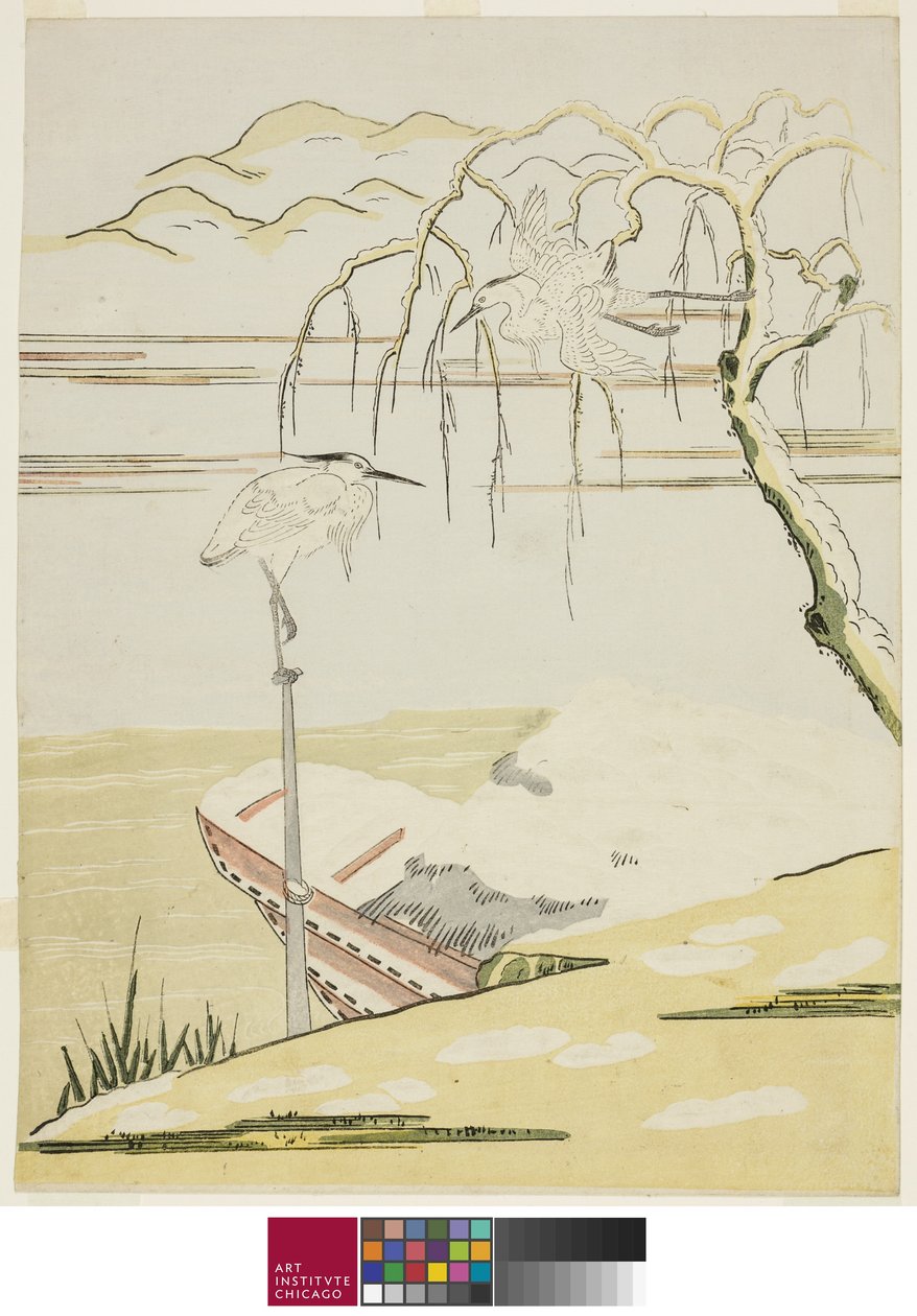 Reigers in de Sneeuw, c.1768 door Suzuki Harunobu