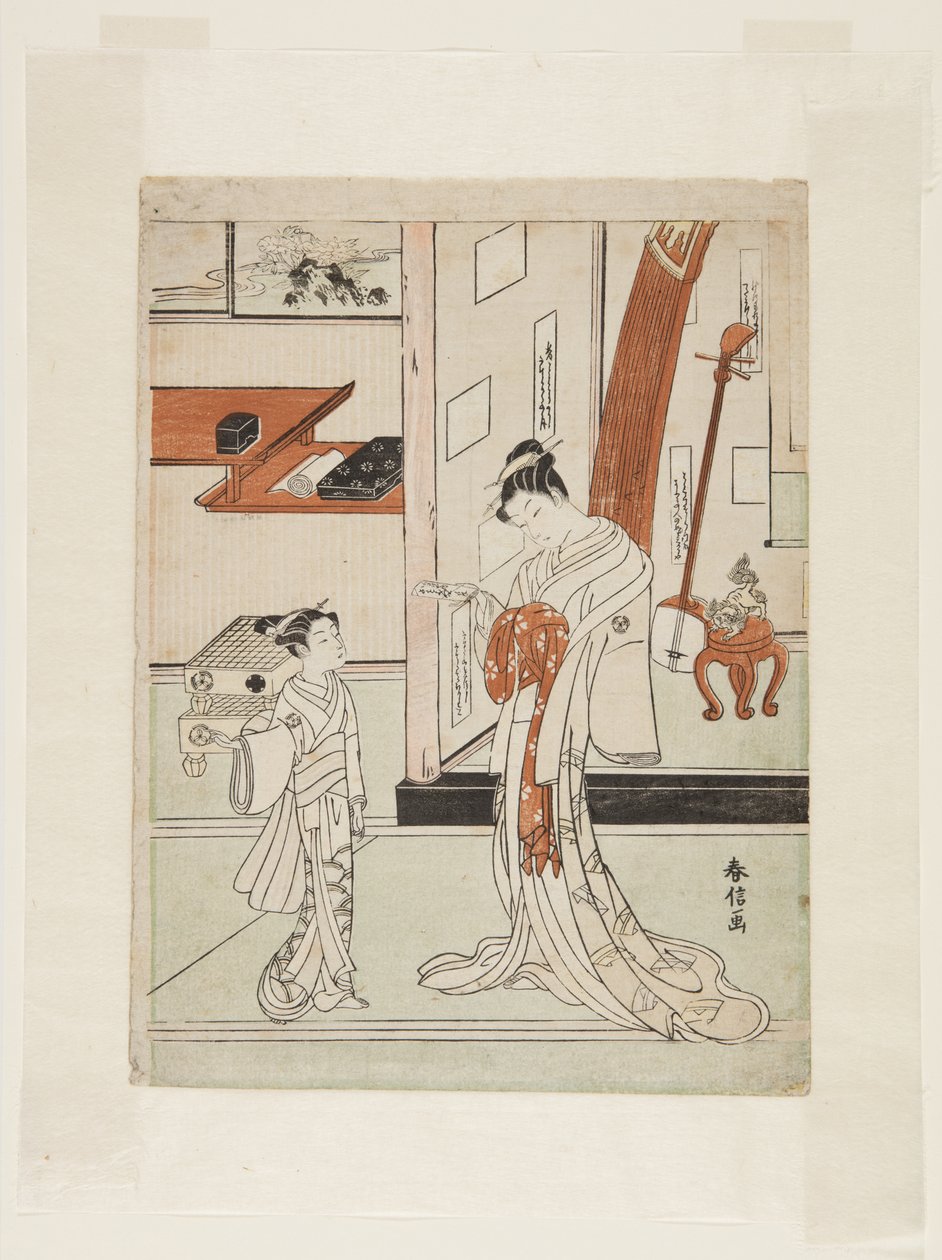 Geisha en Bediende door Suzuki Harunobu