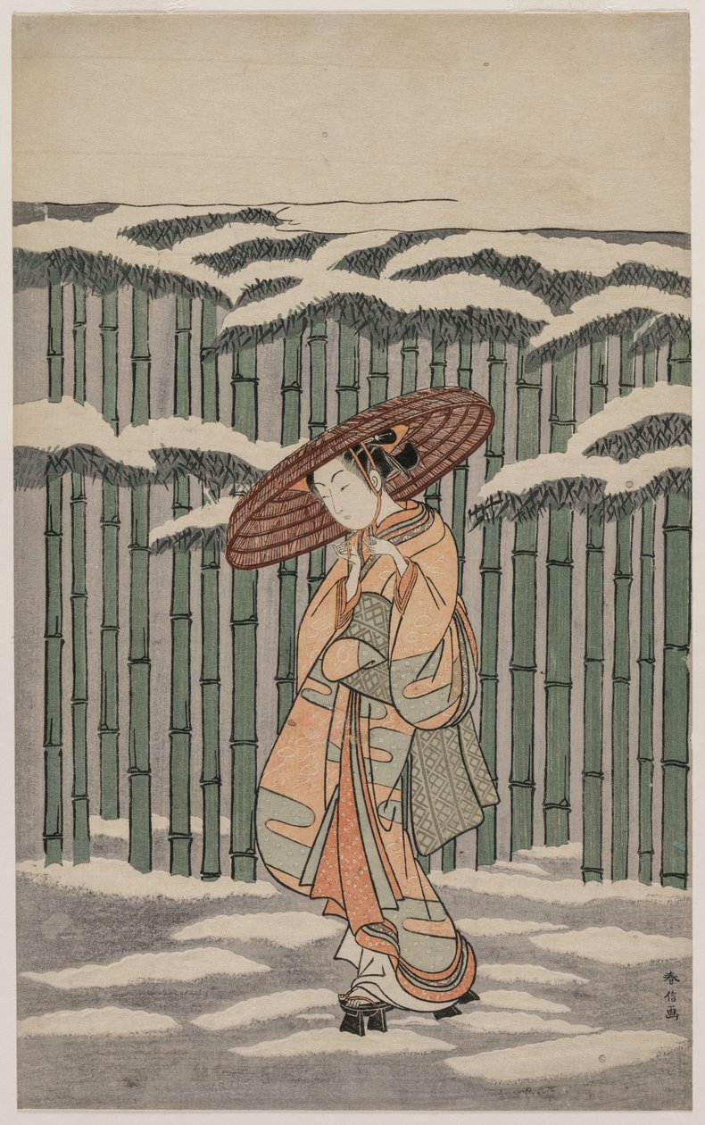 Langs het bamboebos door Suzuki Harunobu