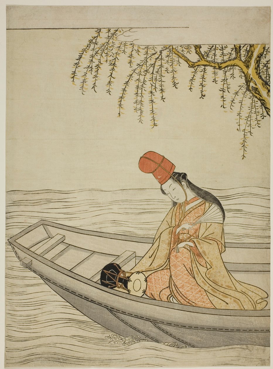 Shirabyoshi-danser in Asazuma-boot door Suzuki Harunobu