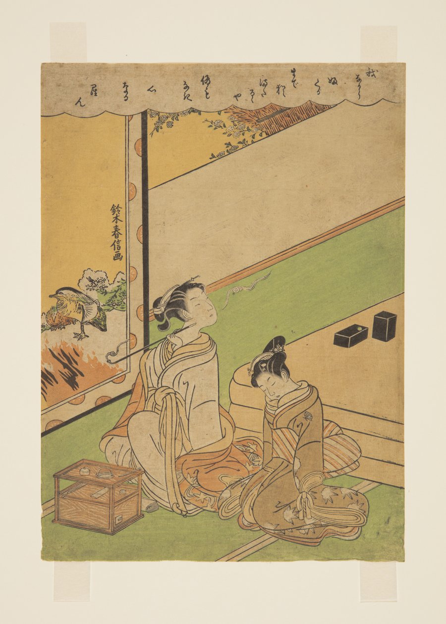 Vrouw die pijp rookt door Suzuki Harunobu
