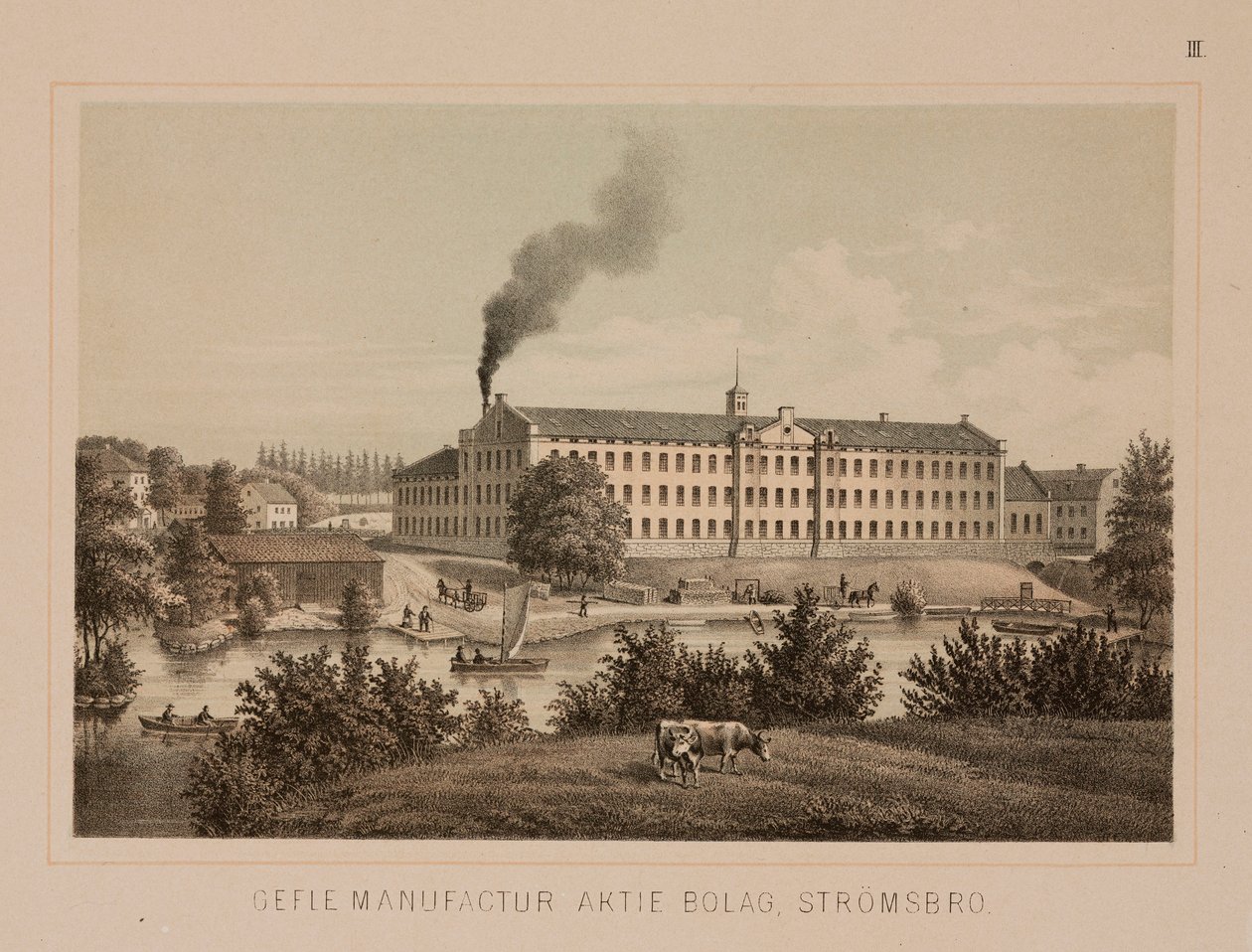 Katoenfabriek, Stromsbro, Zweden, c.1840 door Swedish School