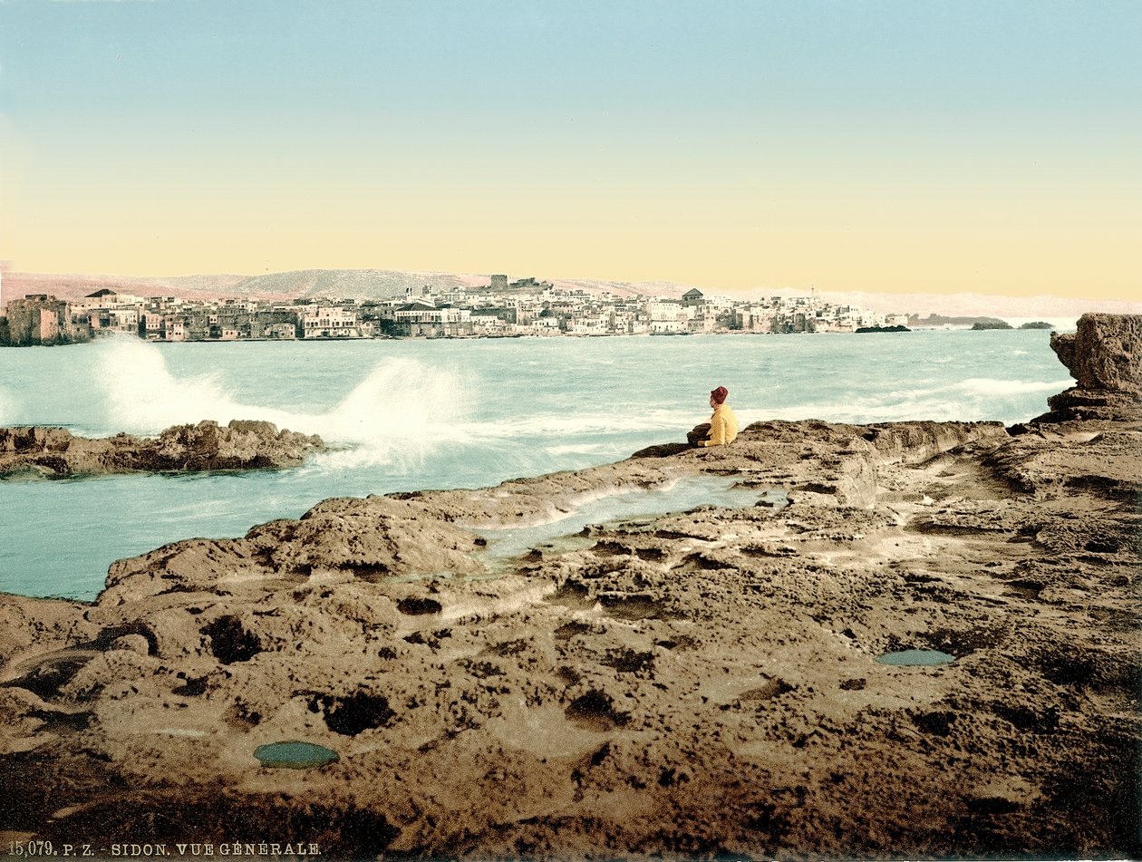 Uitzicht op Sidon, ca. 1880-1900 door Swiss Photographer