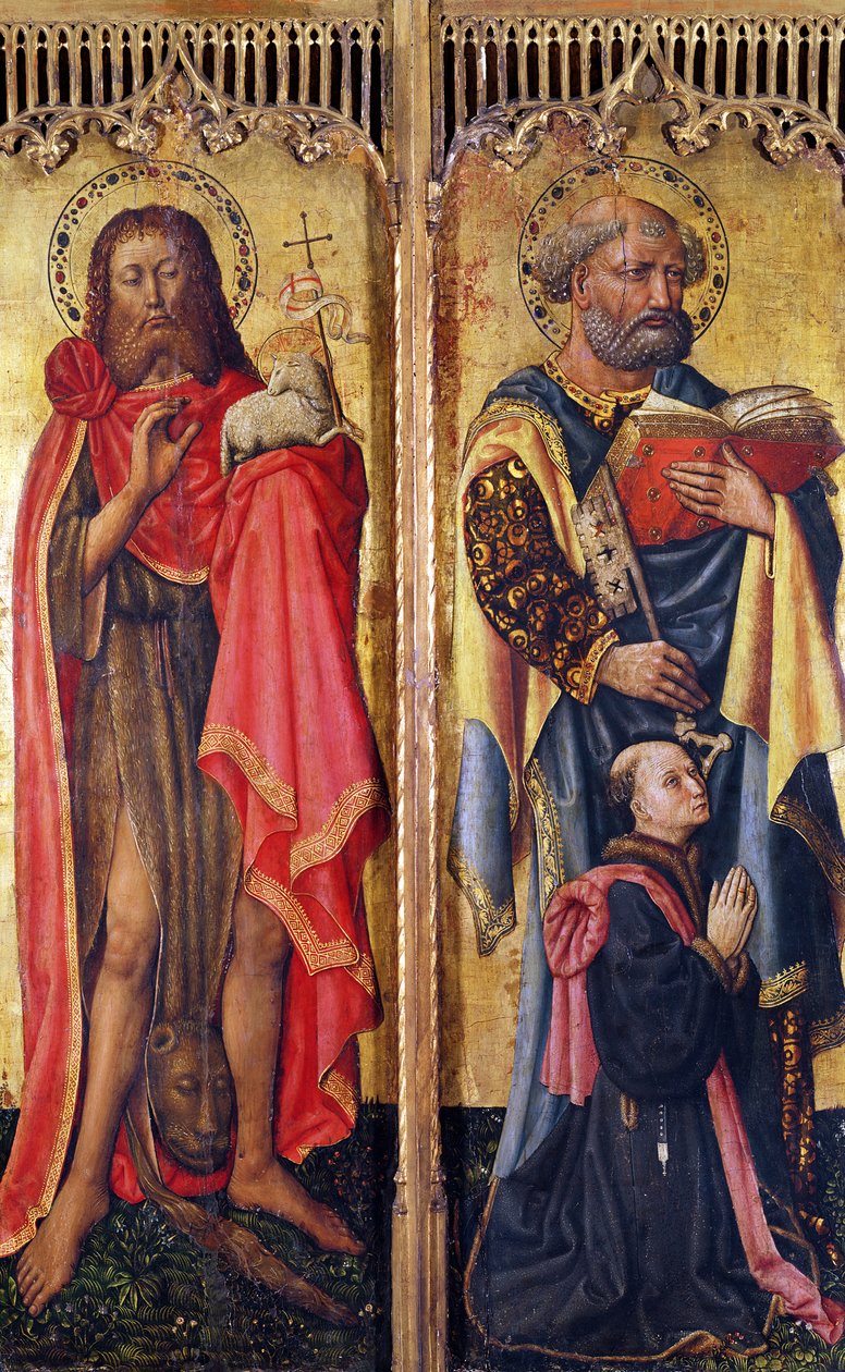 St. Johannes de Doper en St. Petrus, uit het Altaarstuk van Pierre Rup, ca.1450 door Swiss School