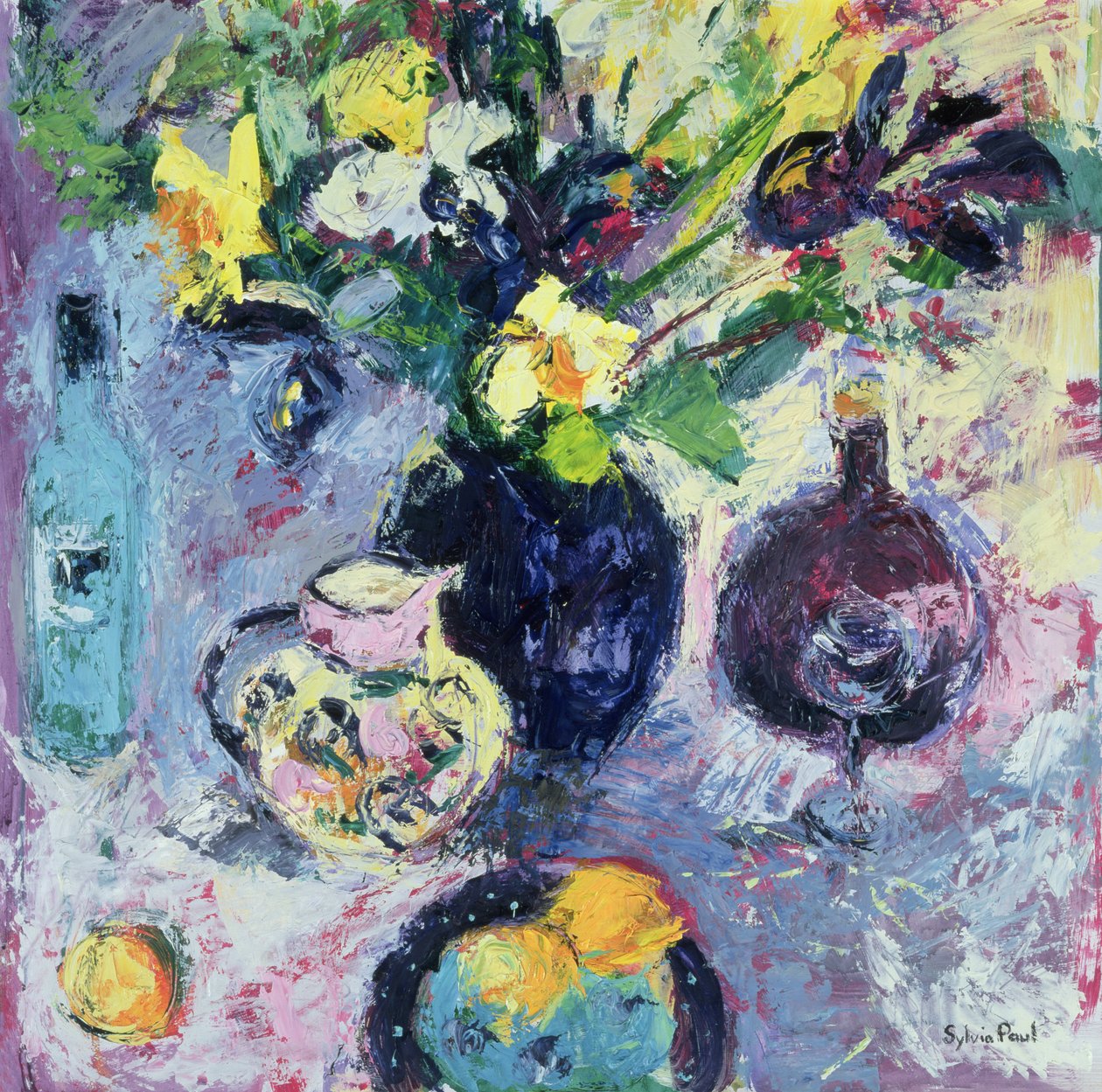 Stilleven met Turquoise Fles, 2002 door Sylvia Paul