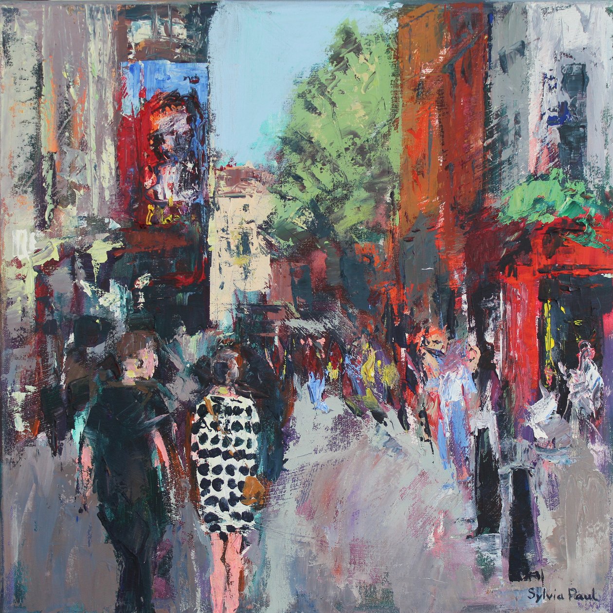 Spotty Dress Londen, 2024 (acryl) door Sylvia Paul