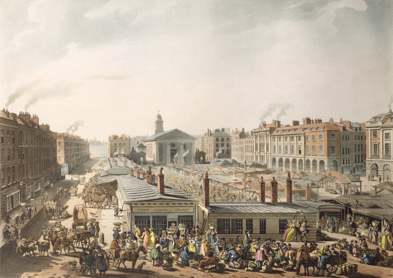 Covent Garden Market, vogelperspectief, uit Ackermann