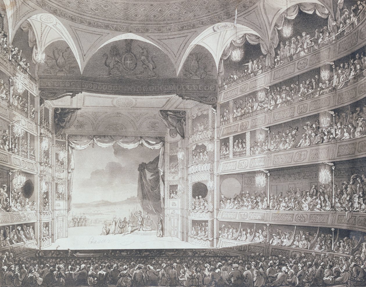 Interieur van het Drury Lane Theatre, Londen, 1808 door Pugin and Rowlandson
