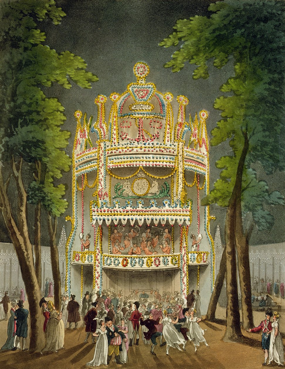 Vauxhall-tuinen, 1808 door Pugin and Rowlandson
