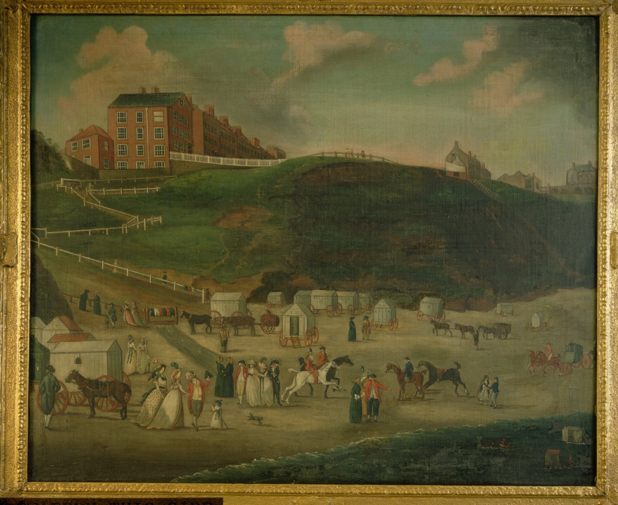 Vakantiegangers op Scarborough Beach, ca. 1776 door T. Ramsay