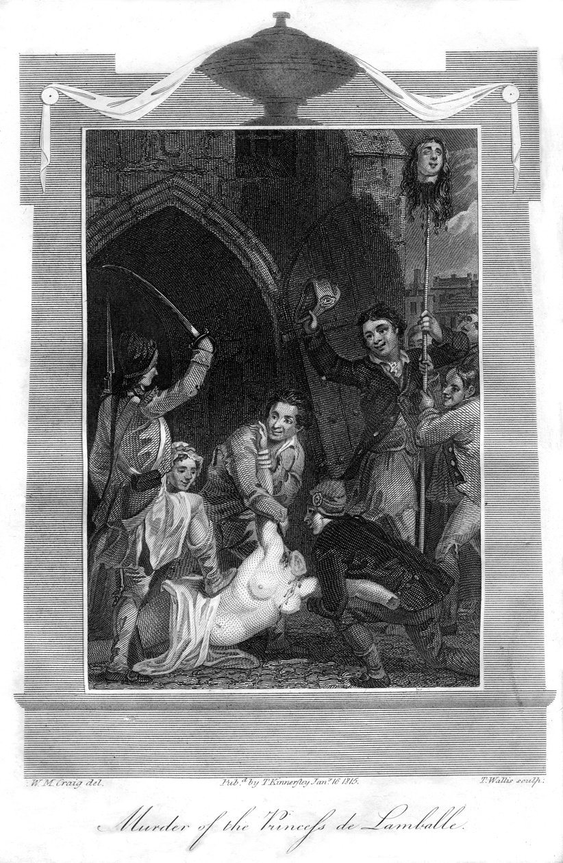 Moord op de prinses de Lamballe, 1816 door T. Wallis