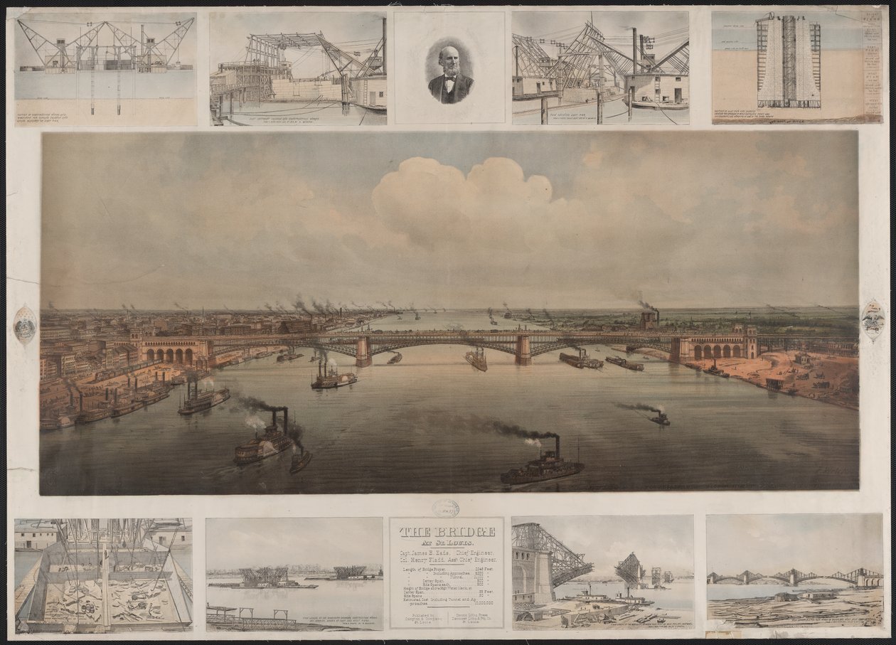 De brug bij St. Louis, ca. 1874 door T. Welcker