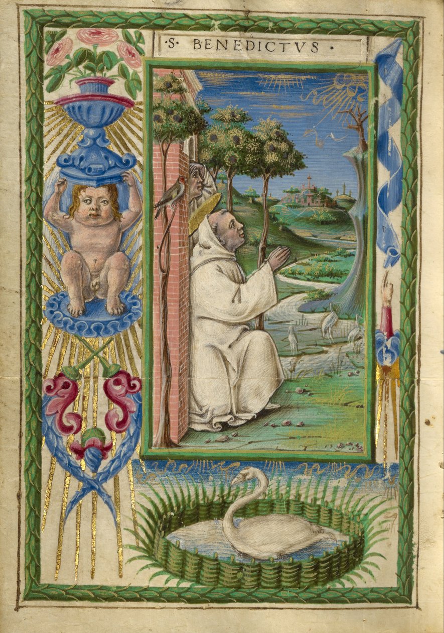 Sint Benedictus in Gebed door Taddeo Crivelli