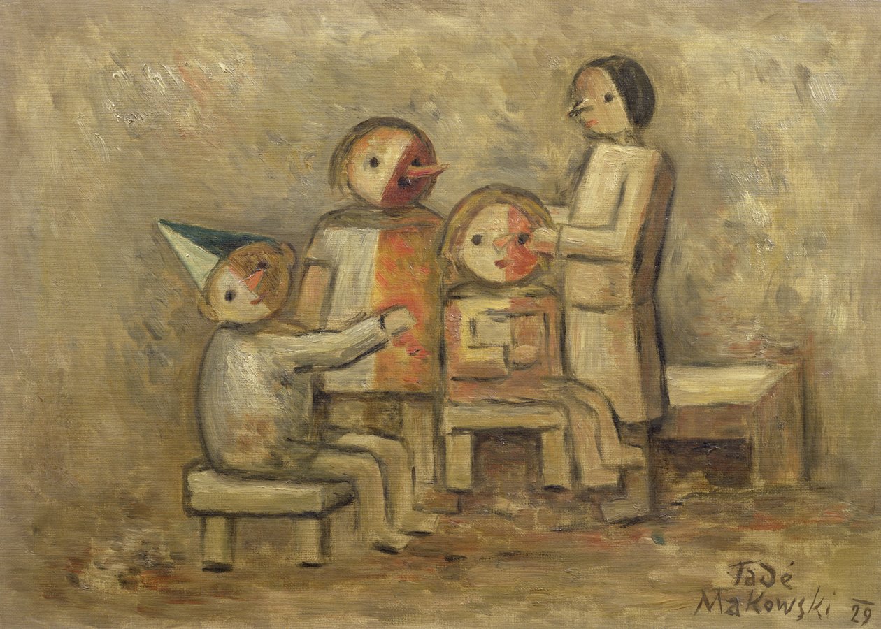 Kleine familie, 1929 door Tadeusz Makowski