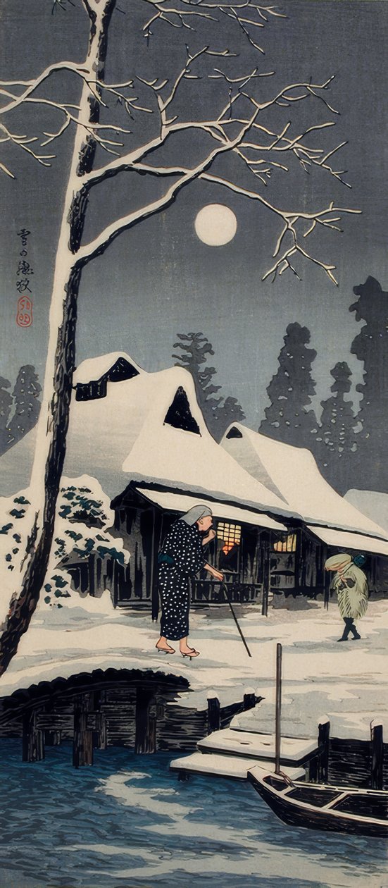 Maanlicht op sneeuw door Takahashi Hiroaki