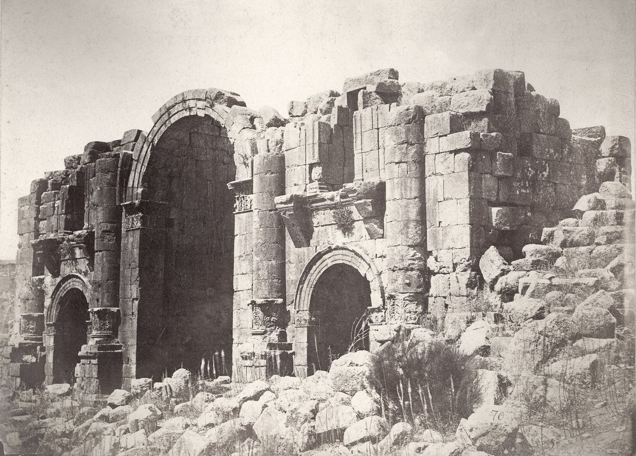 Triomfboog in Jerash, vanaf het zuiden, 1875 door Tancrede Dumas