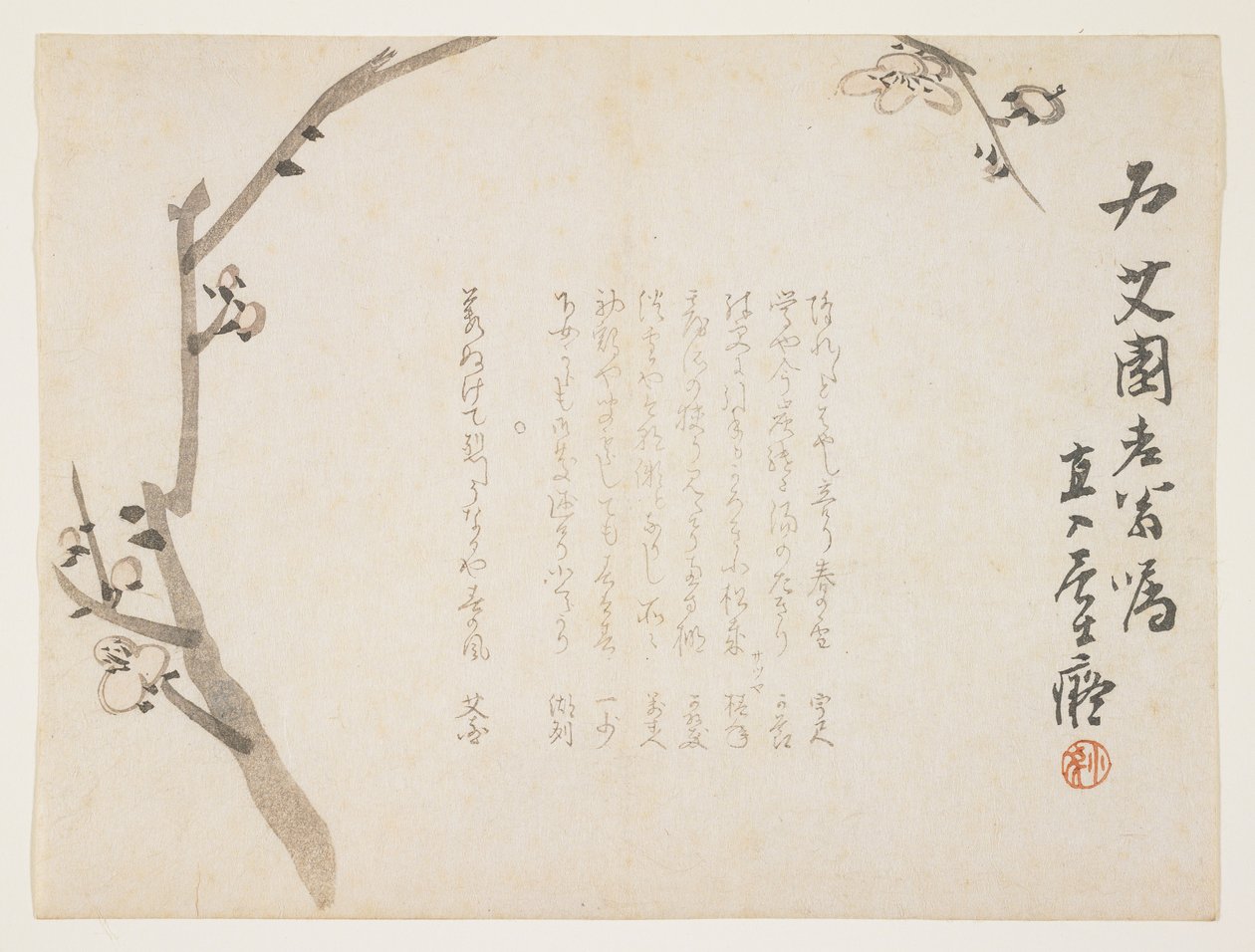 Pruimenbloesems, ca. 1848-53 door Tanomura Chokuny