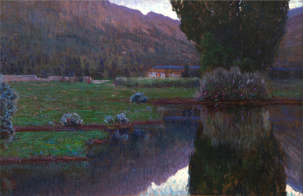 Landschap door Teodoro Wolf Ferrari