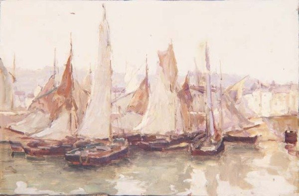 In de haven, Honfleur door Terrick Williams