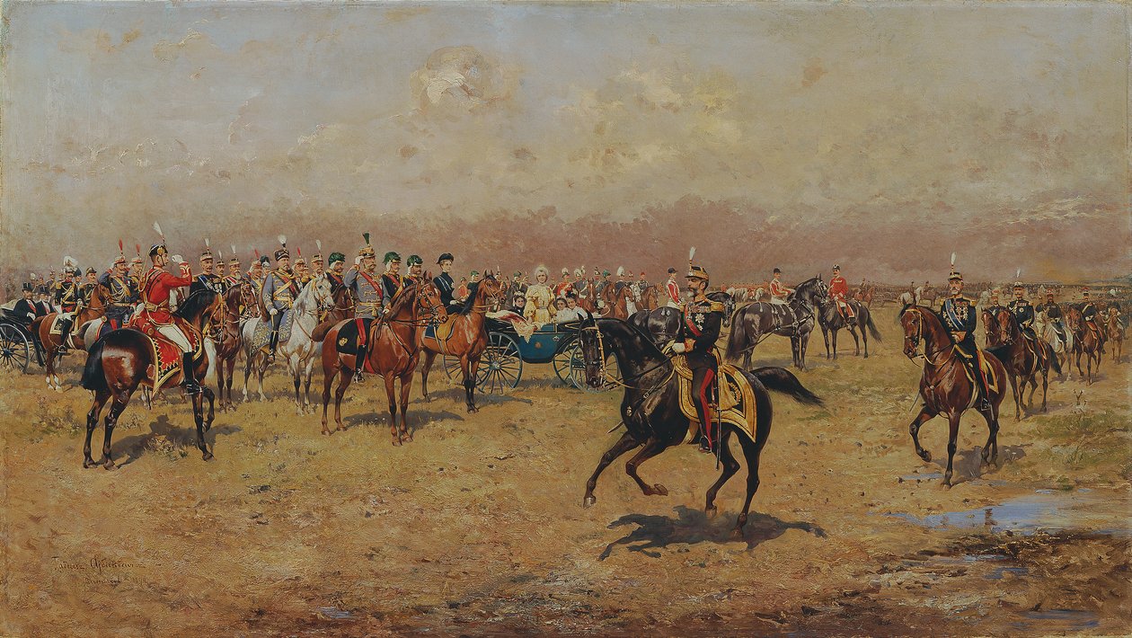 Militaire parade voor keizer Franz Joseph I. door Thaddäus Ajdukiewicz
